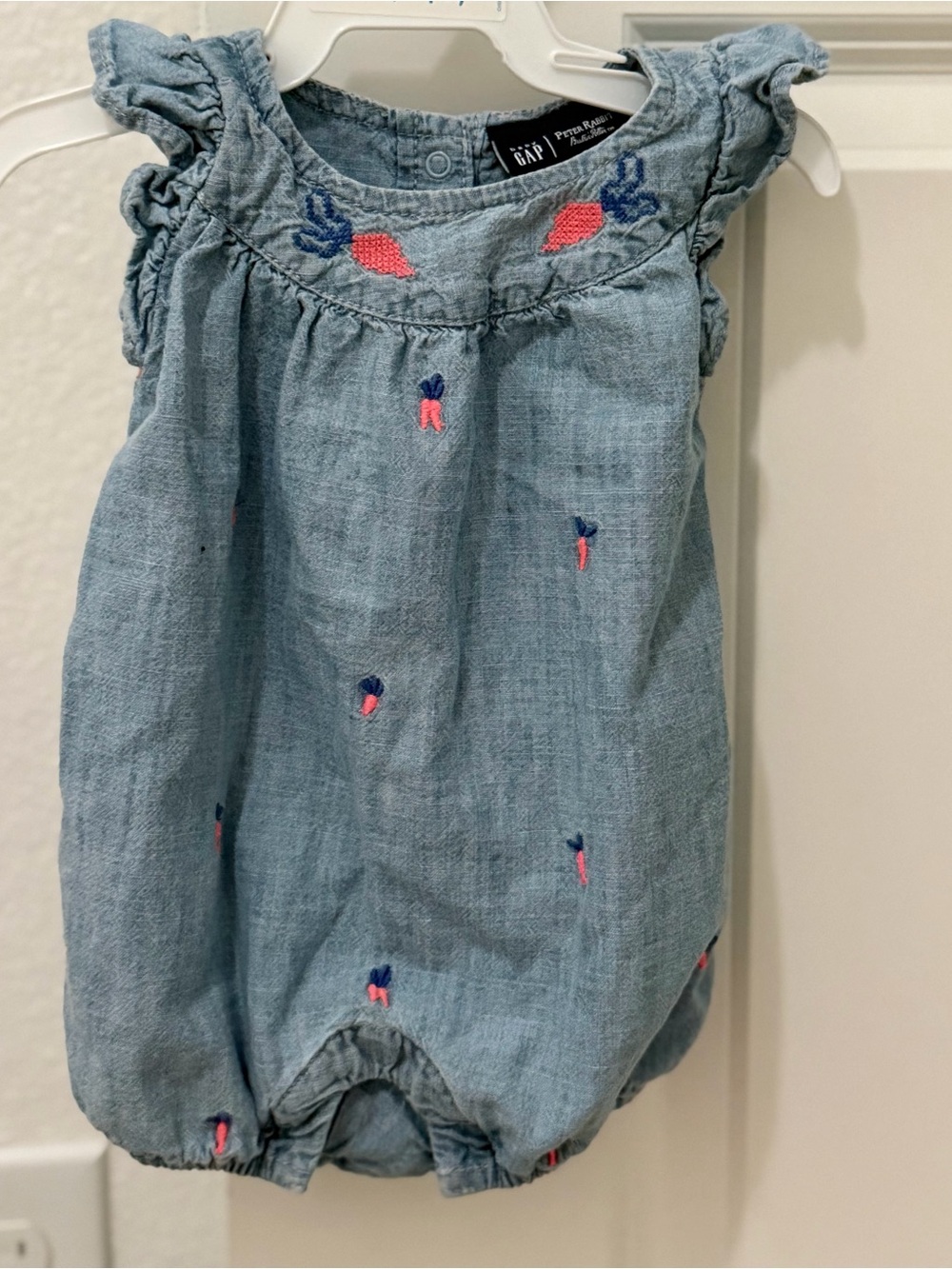 Baby Gap Peter Rabbit Baby Girl Chambray Romper 0-3 Months